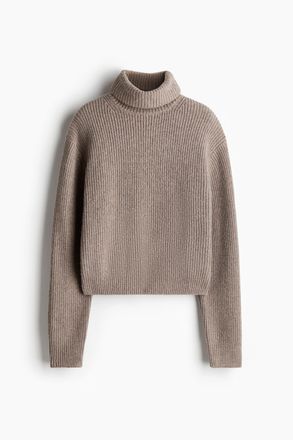 H&M Gerippter Rollkragenpullover - Brown