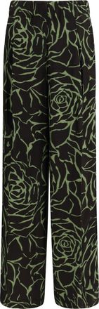 Dries Van Noten Womens Wide-Leg Pants Black Viscose Trousers