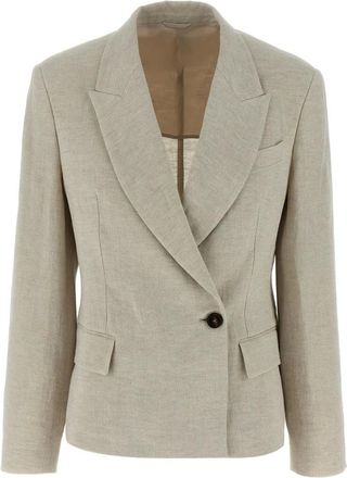 Brunello Cucinelli Dames, Jassen, Beige, Maat: 3XS Linnen
