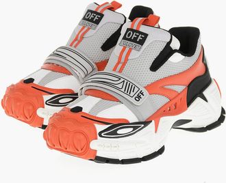 Off-white Leather and Fabric Slip-On Sneakers GLOVE with Multicolor Contrast Panels Off-White