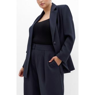 City Chic Tori Blazer in Navy at Nordstrom, Size Xxxs
