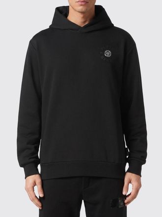 Plein Sport Dropped Shoulder Cotton Blend Hoodie with Logo Print