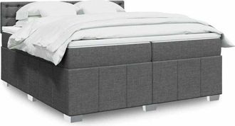vidaXL Vidaxl - Cama Box Spring Con Colch&oacute;n Tela Gris Oscuro 200x200 Cm