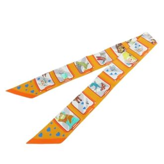 Herm&egrave;s Pre-owned Scarves, female, Orange, Size: ONE SIZE Pre-owned The Story Twilly Scarf
