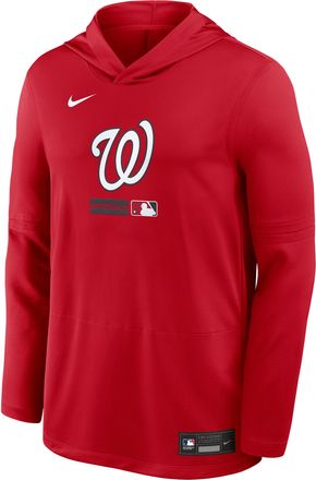 Nike Washington Nationals Authentic Collection Nike Mens Dri-FIT MLB Long-Sleeve Hooded Top in Red | 03B962QWTL-S9Q