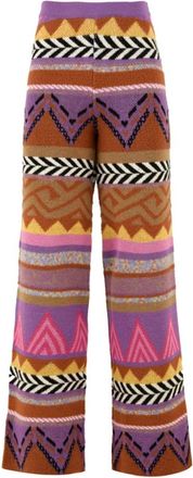Akep Wide Leg Broek - Dames - Wijde Broeken - Veelkleurig - S - Wol - Broeken
