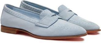 Santoni Womens Suede Penny Loafer in Blue at Nordstrom, Size 10.5