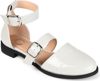 Journee Collection Constance Buckle Strap Flat in Grey at Nordstrom Rack, Size 6.5