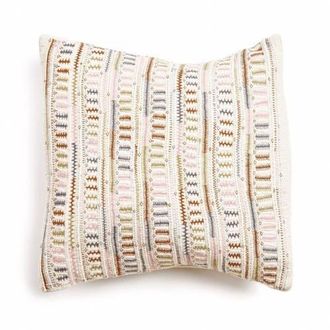 Studio Variously Dahli Brown Fully Hand Embroidered Artisanal Pillow in Coral/brown at Nordstrom