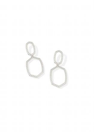 Kendra Scott Womens Daphne Pave Open Frame Earrings In Rhodium/white Cz