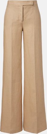 Max Mara Pantaloni ampi in lino pliss&eacute;