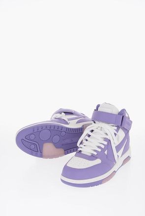 Off-white Leather Lace-Up Sneakers OUT OF OFFICE with Velcro Closure size 46