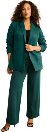 Roaman's Plus Size Comfort Stretch Ponte Blazer in Emerald Green at Nordstrom, Size 32
