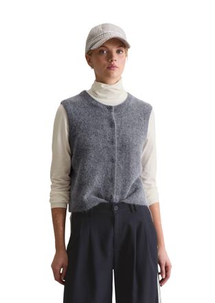 Marc O'Polo Denim Strickweste MARC OPOLO DENIM regular fit aus Alpakawolle-Wolle-Mix, Damen, Gr. M, asphalt melange, Obermaterial: 42% Polyamid, 28% Alpaka, 28% Wolle, 