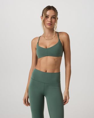 Vuori Clothing AllTheFeels Strappy Back Bra | Agate Green | Medium