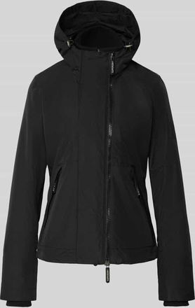 Superdry Windbreaker mit Zweiwege-Rei&szlig;verschluss und Logo-Stitching in Black, Gr&ouml;&szlig;e XL