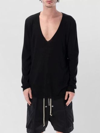 Rick Owens extreme v neck long knit sweater
