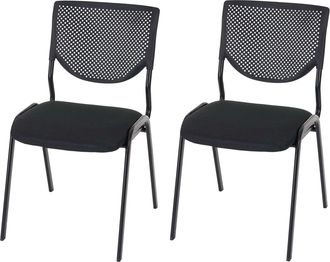 Hhg Hhg - Lote De 2 Sillas De Visita T401, Silla De Conferencia Apilable, Tela/textil, Asiento Negro, Pies Negros