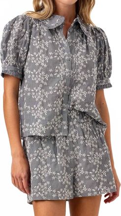 Sundays Lotus Gingham Skirt Set In Black/ White