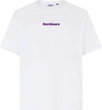GCDS Hardcore Geborduurd T-shirt - Dames - T-shirts - Wit - M - Katoen - Tops