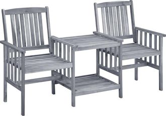 vidaXL Sillas De Jard&iacute;n Con Mesita Y Cojines Madera Maciza Acacia Vidaxl