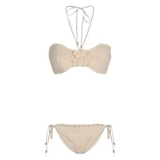 Zimmermann Bikinis, female, Beige, Size: M Awaken Crochet Flower Bikini