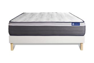 Actisom Somier blanco + colch&oacute;n con espuma viscoel&aacute;stica 140 x 190