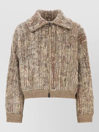 Brunello Cucinelli mohair blend bomber jacket high collar
