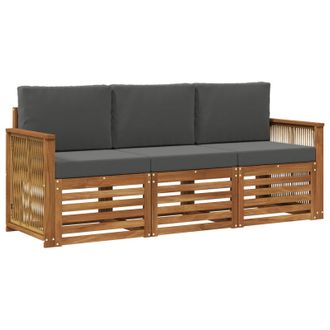 vidaXL Juegos De Sof&aacute;s Con Coj&iacute;n 3 Pcs Madera De Acacia S&oacute;lida Vidaxl