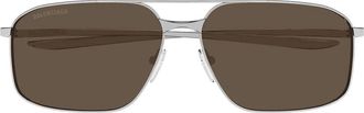 Balenciaga Bb 0492S Pilot Zonnebril - unisex - Zonnebrillen - Grijs - 64 MM - Nylon - Accessoires