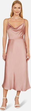Yumi Satin Cowl Neck Midi Dress in Rose Pink at Nordstrom, Size 12