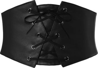 Grace Karin Womens Elastic Stretch Corset Waist Cincher Belt, Black Leather, S