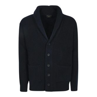 Dell'Oglio Cardigans, male, Blue, Size: 2XL Wool Cardigan with V-neck