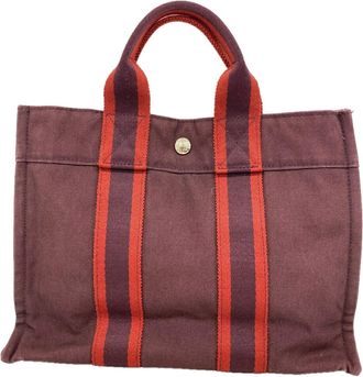 Herm&egrave;s Brown Canvas Tote Bag (Pre-Owned)