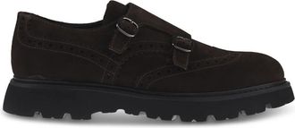 Doucal's Platte Schoenen met Dubbele Gesp Detail - Heren - Loafers - Bruin - 43 1/2 EU - Leer - Schoenen