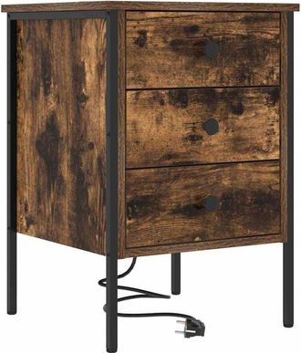 vidaXL Vidaxl - Armario de Noche con cajón Roble ahumado 42 x 41 x 61 cm