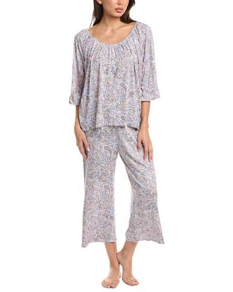 Ellen Tracy 2pc Off-The-Shoulder Top & Wide Leg Pajama Set