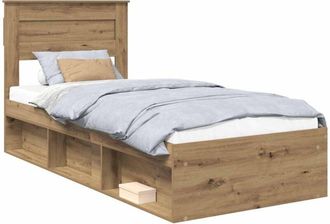 vidaXL Bed Frame Artisian Oak 100 x 200 cm Solid Pine Wood vidaXL