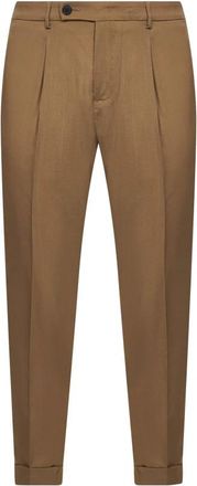 D4.0 Slim-fit Broeken - Heren - Slim Fit Broeken - Bruin - M - Wol - Broeken