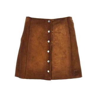 Miu Miu Waxed suede leather mini skirt Woman 40