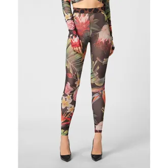 Philipp Plein Flare Trousers Flowers Women in Black/multicolored at Nordstrom, Size X-Small