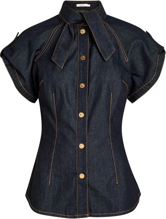 Zimmermann Neck tie Denim Blouse - 2 (UK 12 / M)