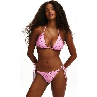 Cotton On Womens String Triangle Bikini Top in Missy Spot Bon Bon at Nordstrom, Size X-Large