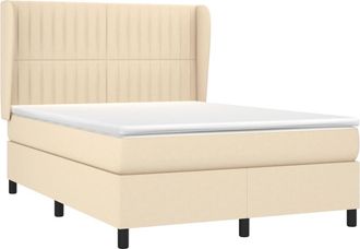vidaXL Cama Box Spring Con Colch&oacute;n Tela Color Crema 140x190 Cm Vidaxl