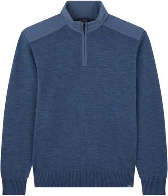 Paul & Shark Trui met Halve Rits - Heren - Coltruien - Blauw - L - Wol - Truien & Vesten