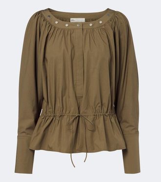 Tory Burch Studded cotton-blend poplin blouse