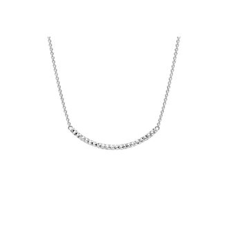 Gold & Honey Womens Diamond Cut Curved Bar Necklace In Silver