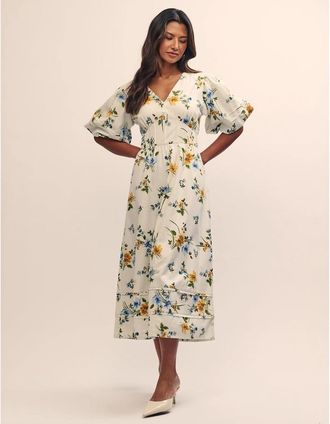 Nobody's Child Womens Clover V-Neck Midi Dress - Multi - Size: 10