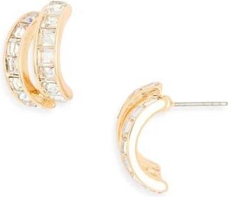 Nordstrom Rack Crystal Double Huggie Hoop Earrings in Clear- Gold at Nordstrom Rack