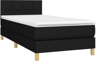 vidaXL Cama Box Spring Con Colch&oacute;n Led Tela Negro 100x200 Cm Vidaxl
